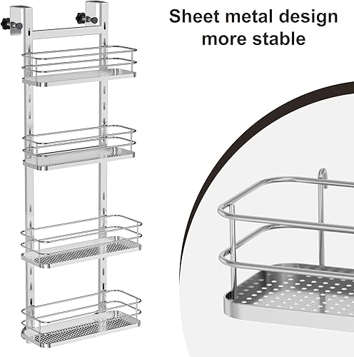 Miniatura 8 de Orimade Organizador ajustable para colgar sobre la puerta de la ducha, organizador de baño con 4 ganchos para maquinilla de afeitar, cesta de ducha