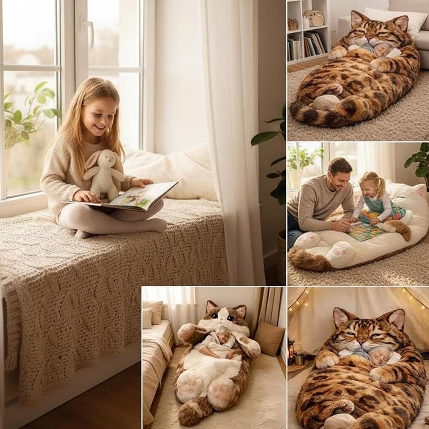 Katzen-Schlafsack für Erwachsene, waschbar, gemütlich, warm, Plüsch-Schlafsack für Menschen, bezaubernde Katzen, Umschläge, Schlafsäcke, Geschenke für Damen und Herren, niedliche Tierform, warme Decke