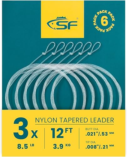 Miniatura 19 de SF Líder Cónico Pre-Atado con Lazo para Pesca con Mosca de Nailon Transparente para Trucha de Agua Dulce y Salada Bonefish Permit Lubina Salmón