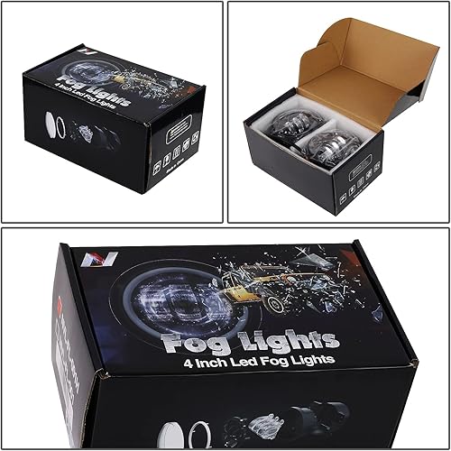 Miniatura 7 de Conjunto de luces antiniebla LED de 4 pulgadas con anillo de halo DRL, señal de giro compatible con Wrangler 07-17  14-18 Cherokee  11-14 Charger