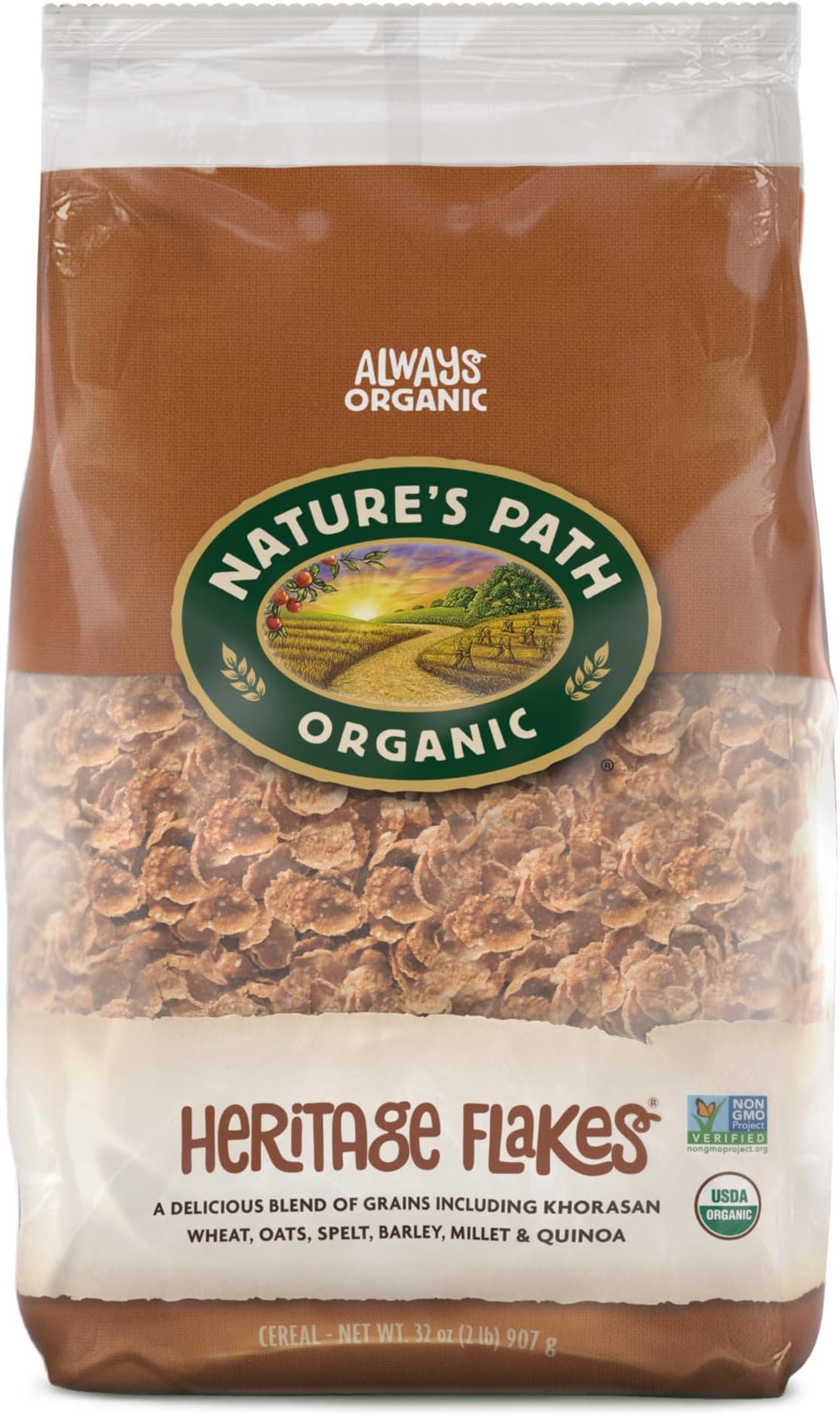 Organic Heritage Flakes® Cereal, 32 oz (Pack of 6), Ancient Grains, 23g Whole Grains, Non-GMO, Earth Friendly Packaging