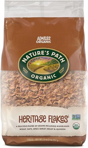 Nature's Path Organic Heritage Flakes® Cereal, 32 oz (Pack of 6), Ancient Grains, 23g Whole Grains, Non-GMO, Earth Friendly Packaging