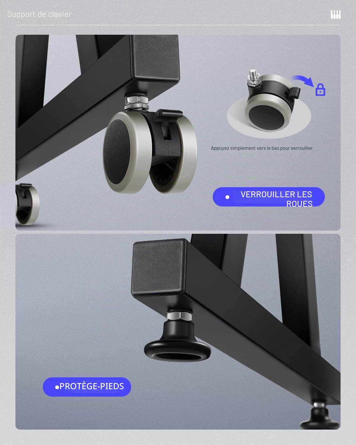 Donner Support de Clavier Piano Robuste, Forme en Z Réglable et Portable, Adapté aux Claviers électriques de 61 et 88 Touches et Piano Numériques