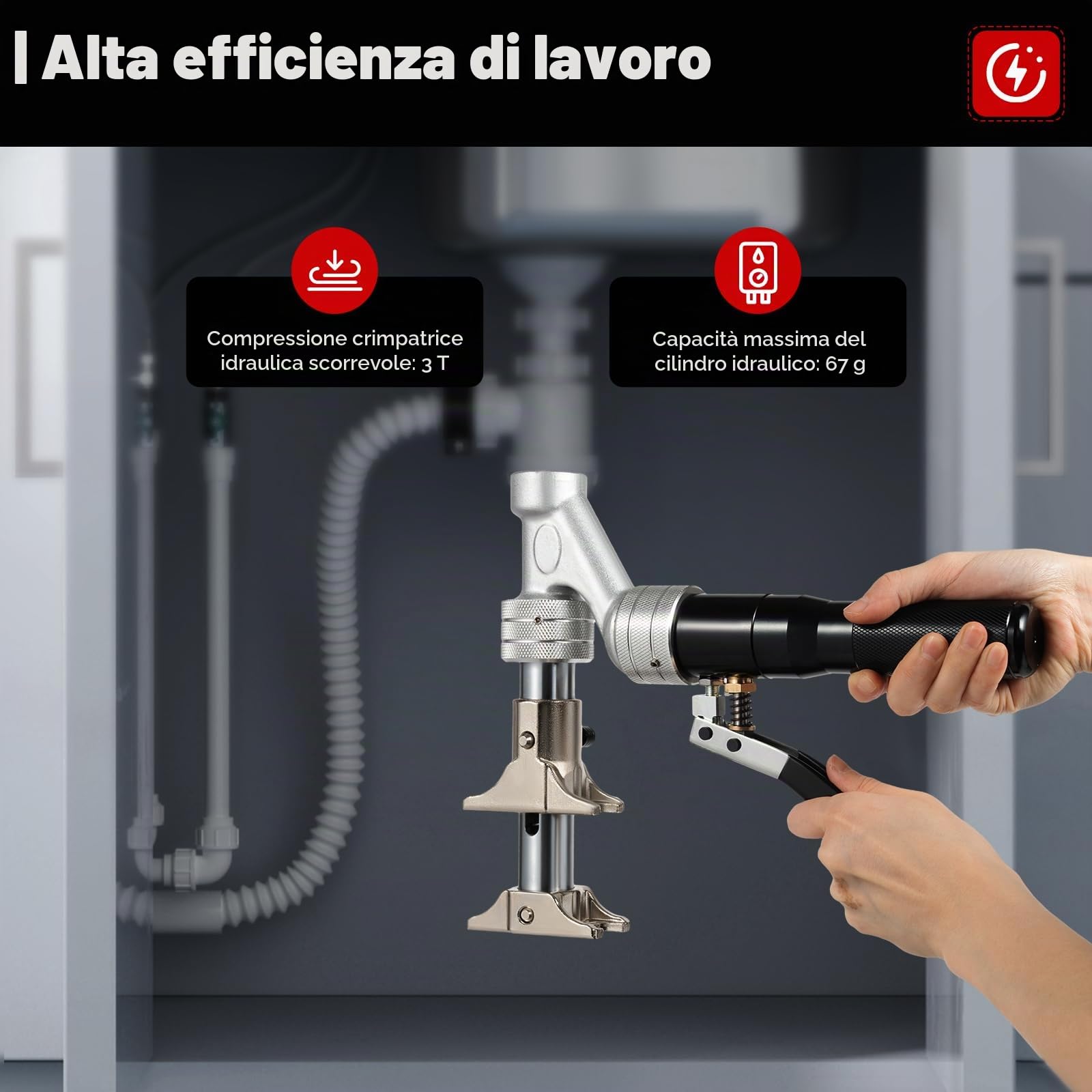 Pinza a Spinta 16-32 mm per Ritaglio e Pressione - Pressa per Allungamento Tubo Idraulica in Rame per REHAU HIS 311