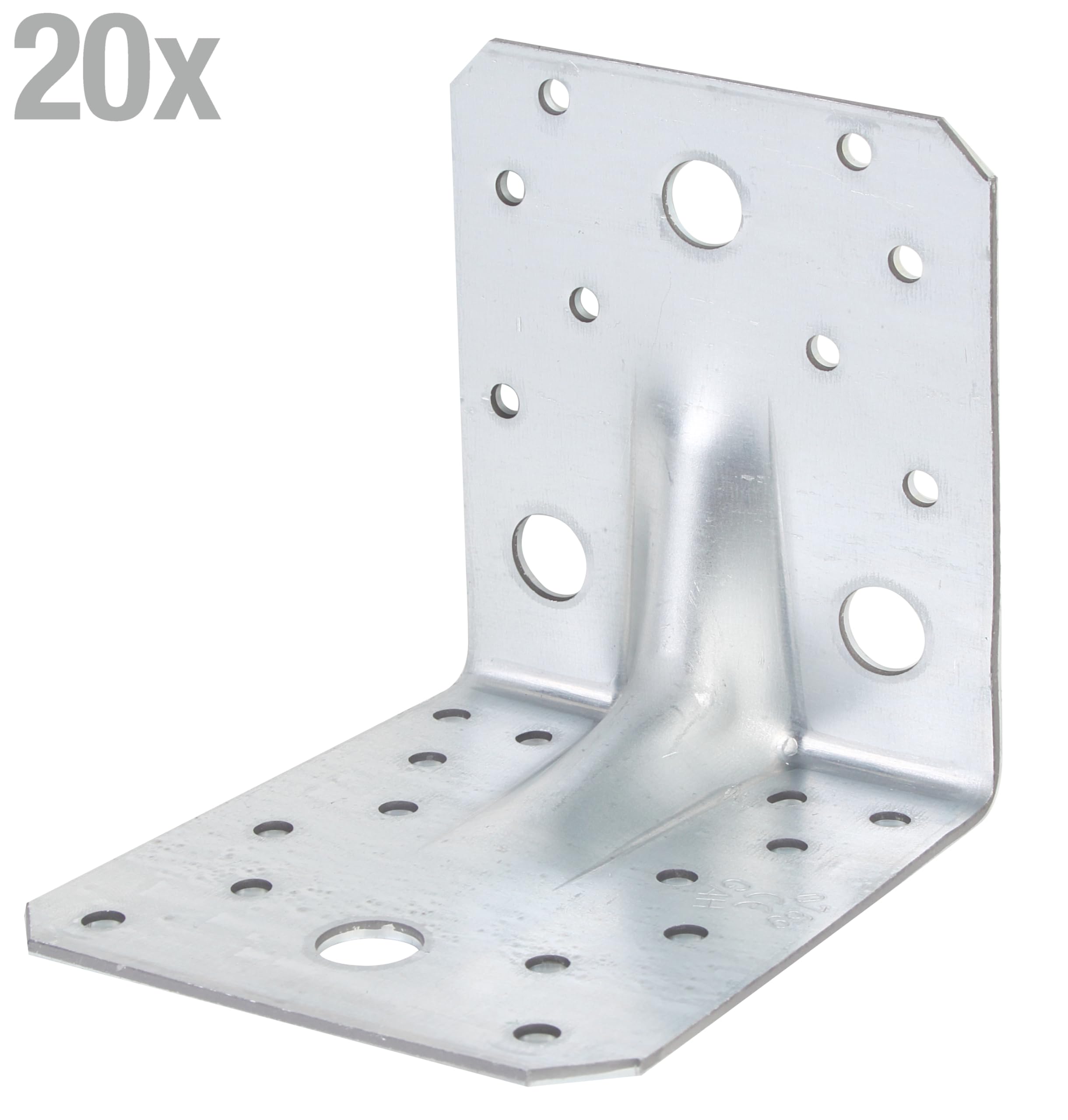 Alberts 333485 Schwerlast-Winkelverbinder mit Sicke | Großpack | sendzimirverzinkt, 105 x 105 x 90 mm | 20er Set