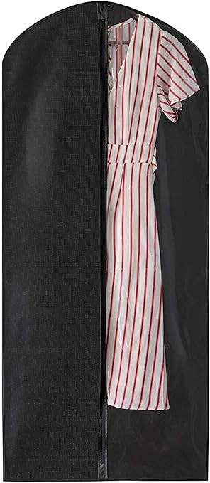 review Black Garment Bag 60 Inch Suit Dress Cover for with with a Transparent Clear Panel for Easy Viewing