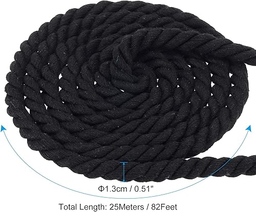 Miniatura 2 de PATIKIL Cuerda de algodón trenzado natural de 12 pulgada x 82 pies, cuerda de tira y afloja de 3 hebras con cinta de sellado para barandillas de