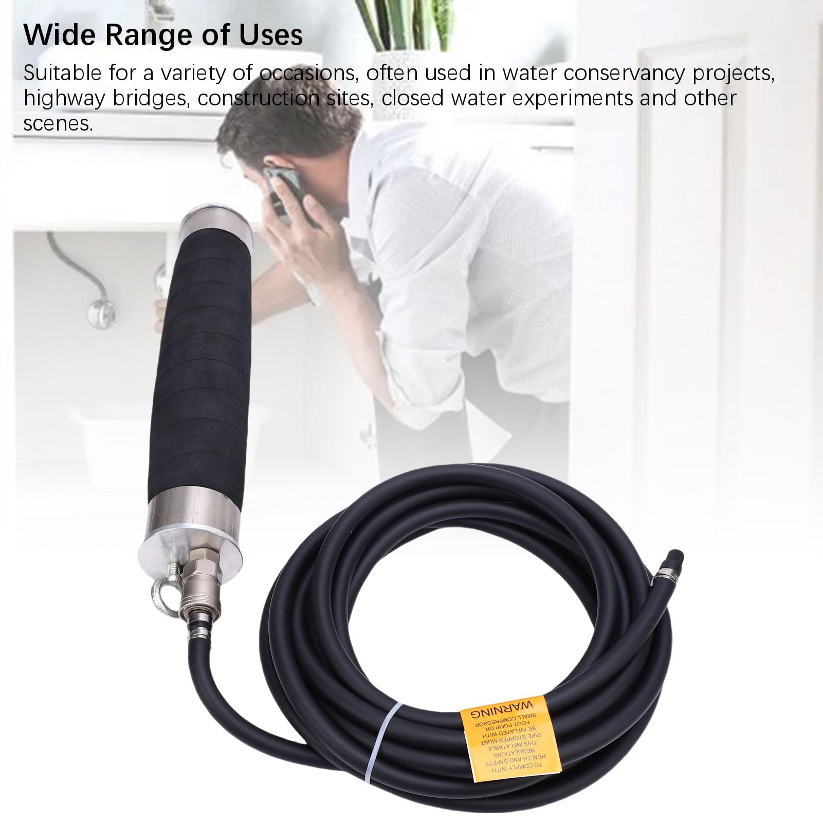 Tapón de tubería inflable, para construcción de tuberías, prevención de fugas, bloqueo de agua, caucho resistente al desgaste, diseño portátil para diversas pruebas de