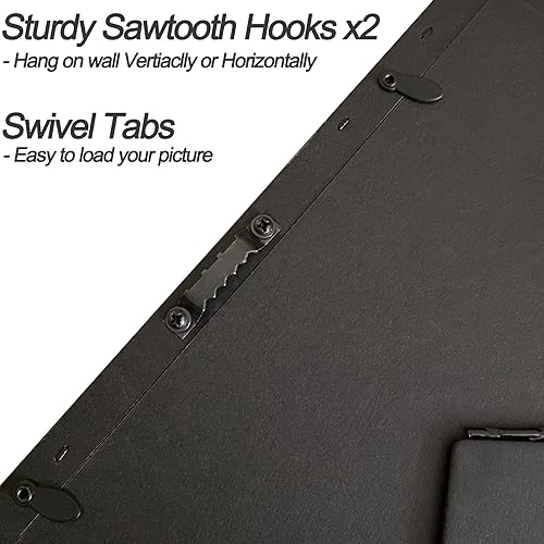 Miniatura 5 de Yaetm Juego de 2 portarretratos flotantes dobles de 11 x 14 pulgadas, para fotos de 8 x 10 pulgadas con doble paspartú negro, vidrio real pulido de