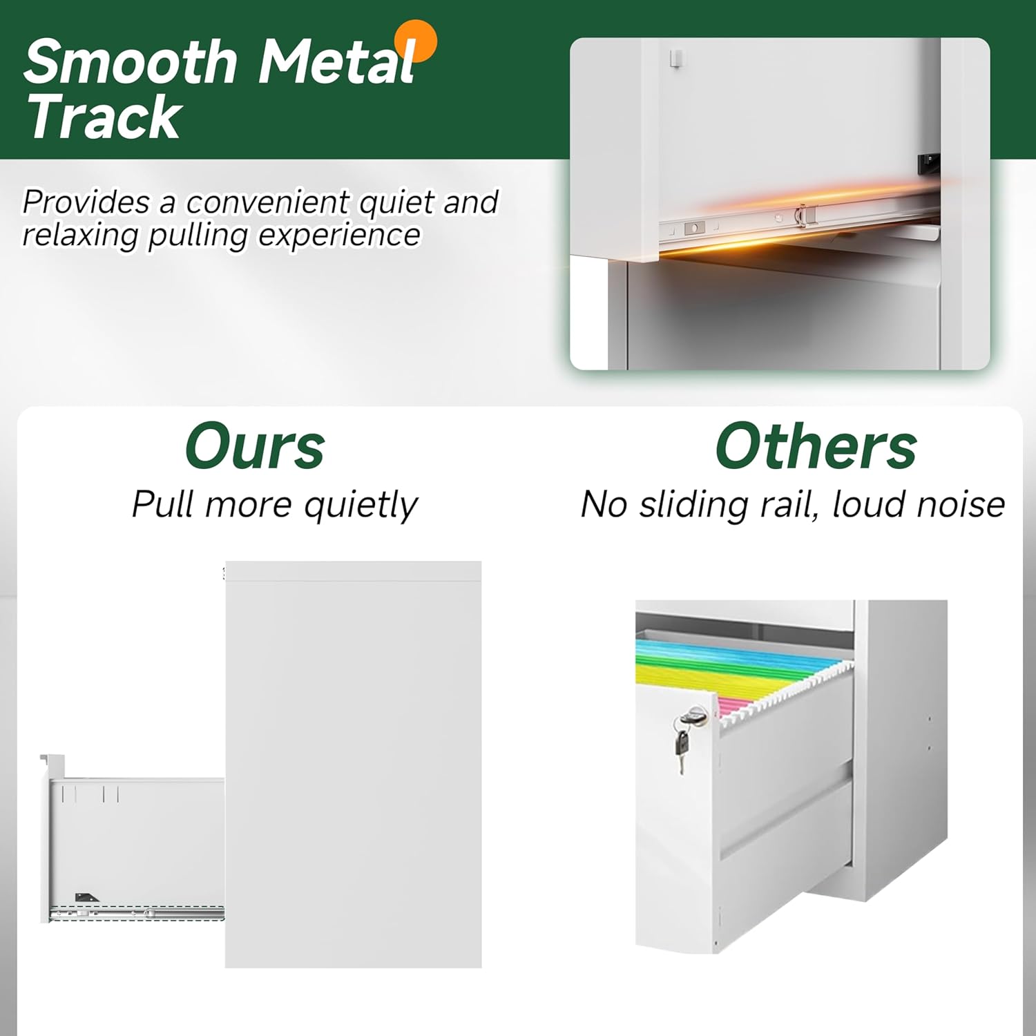 2 Drawer File Cabinet with Lock, Metal Filing Cabinet for Home Office, Small Vertical Locking File Cabinet for Letter, Legal, A4 Size, White, Assemble Required