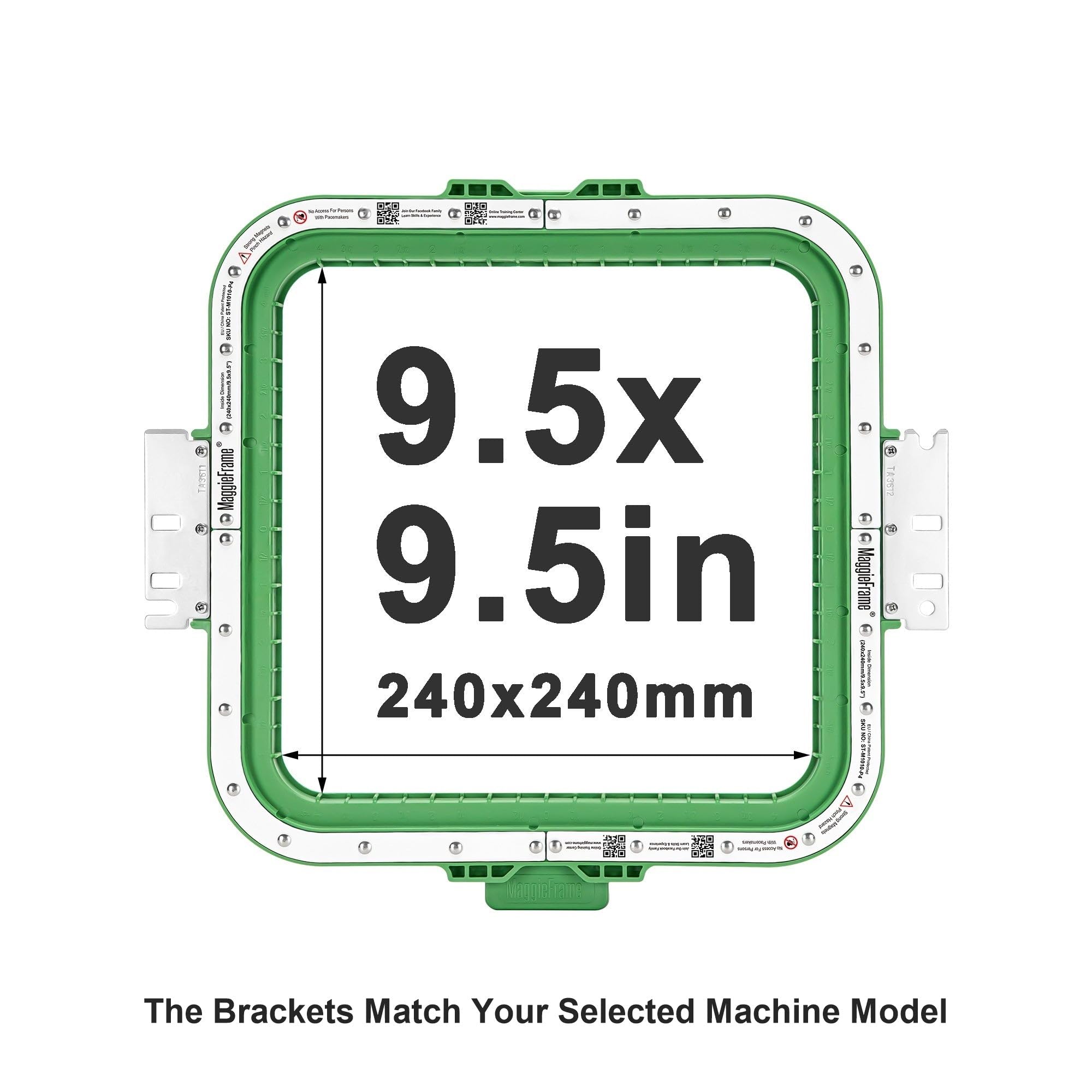 Brewland Bastidor de bordado magnético 240x240mm para BAI V22 V22-2 M22 | Compatible con BAI KESI 1204/1504, KESI 1206/1506; 9.5x9.5inch