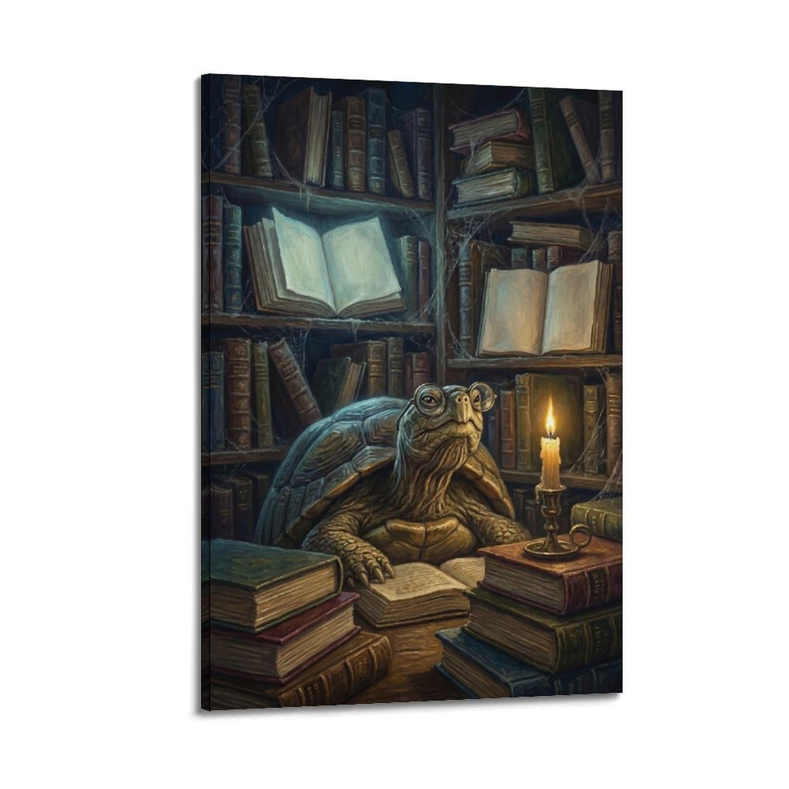 XKUGA Surreal Vintage Animal Poster Owl Library Knowledge Satire Modern Decorative Canvas Prints - Ideal Wall Art for Family, Man Cave, Game Room, Boys & Girls Bedroom 20x30inch(50x75cm)