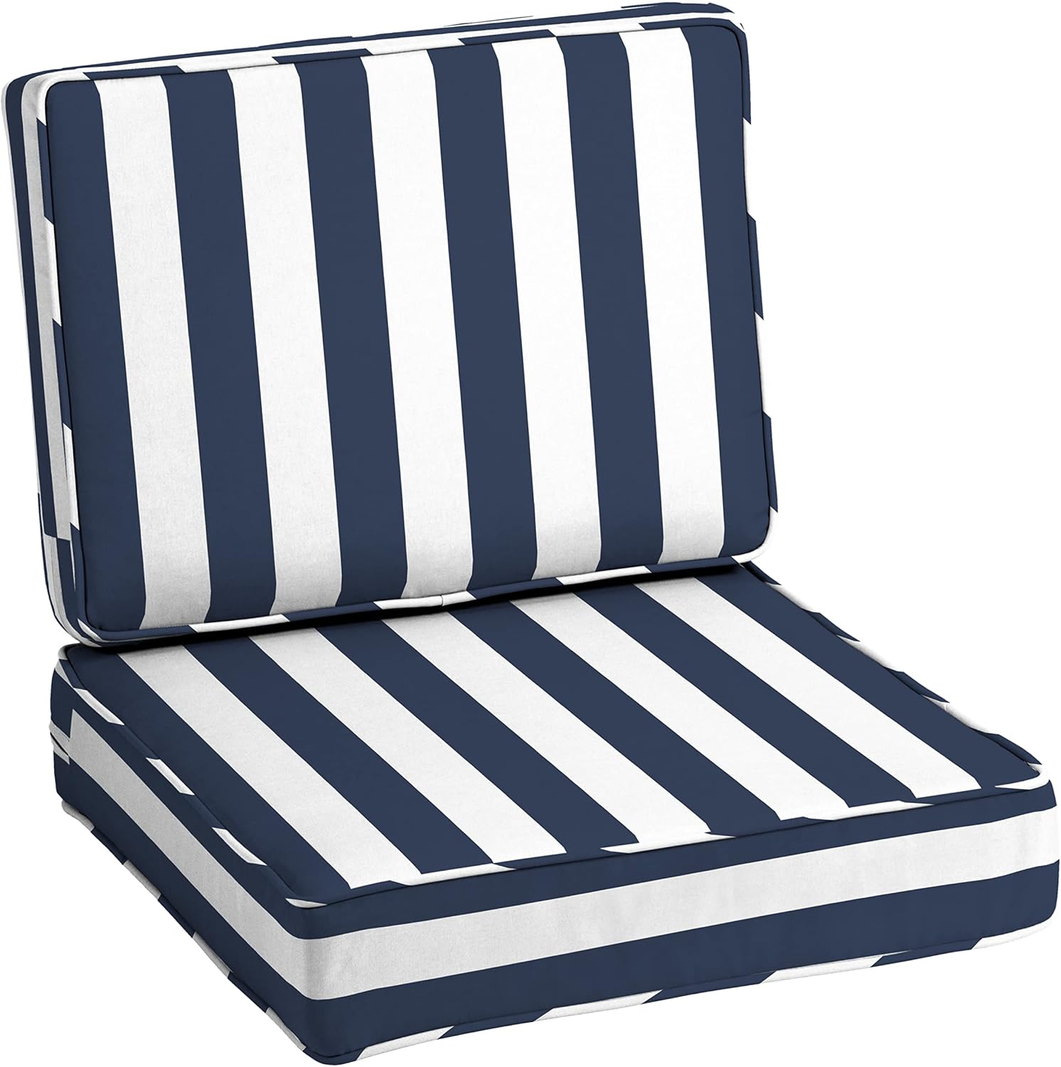 Arden Selections ProFoam Essentials Outdoor Deep Seating Cushion Set 24 x 24, Sapphire Blue Cabana Stripe