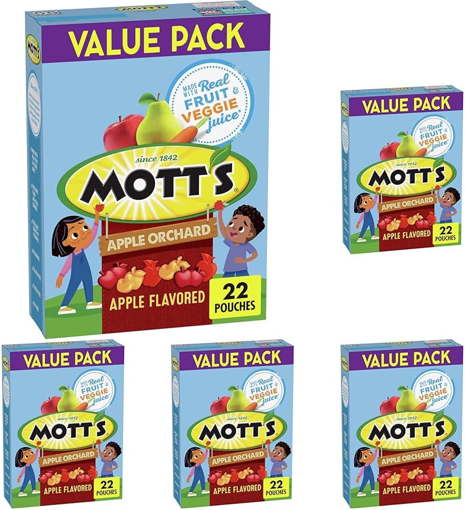 Mott's Fruit Flavored Snacks, Apple Orchard, Gluten Free, 22 ct (Pack of 5)