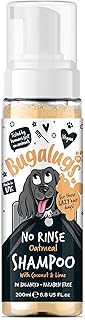 BUGALUGS No Rinse Oatmeal Dog Shampoo - Professional grooming dog dry shampoo for itchy dog skin relief. Puppy shampoo from 8 weeks, foam dog shampoo sensitive skin (No Rinse Shampoo 200ml), Yellow
