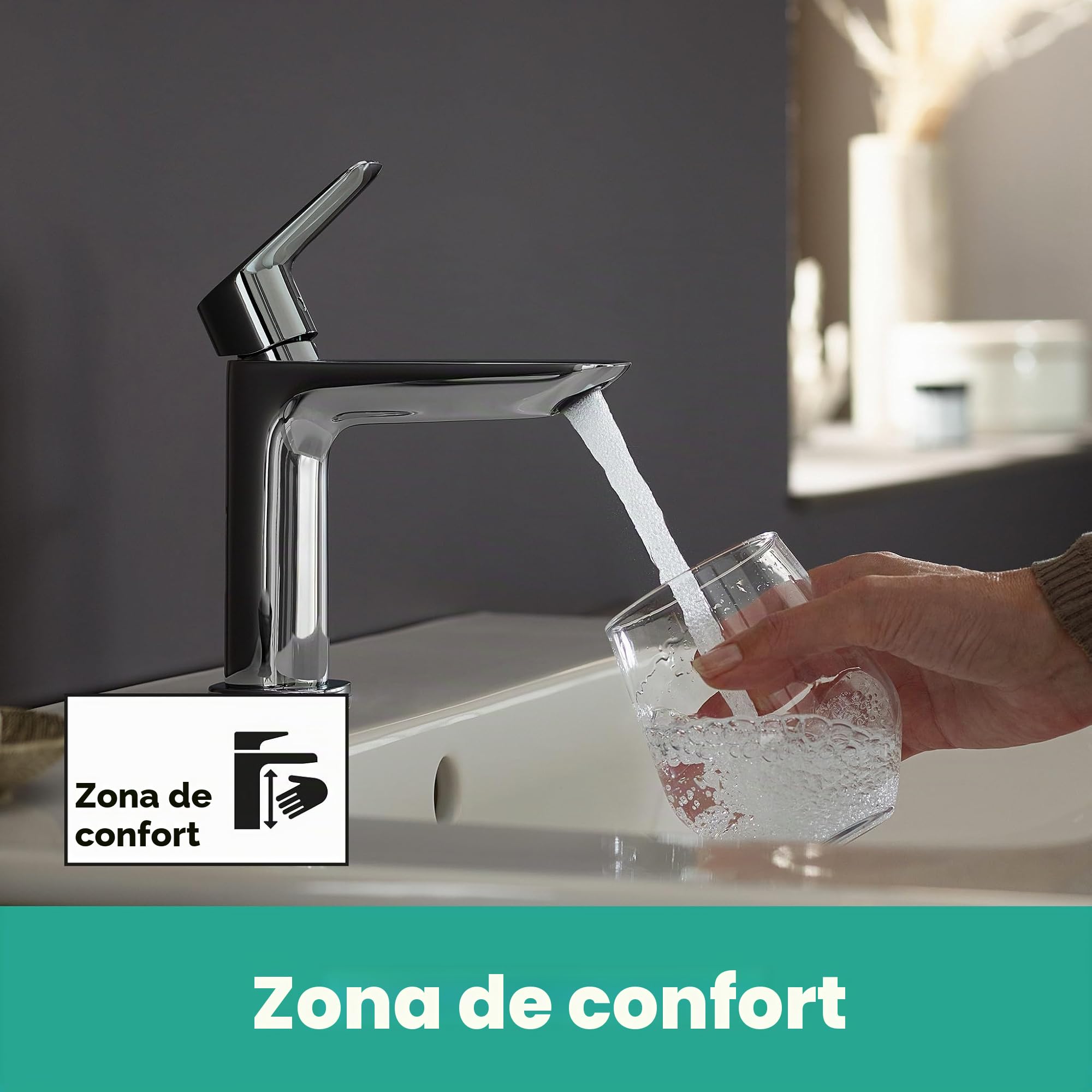 hansgrohe Logis Grifo monomando de lavabo 110 Fine, con vaciador Push-Open, cromo, 71252000