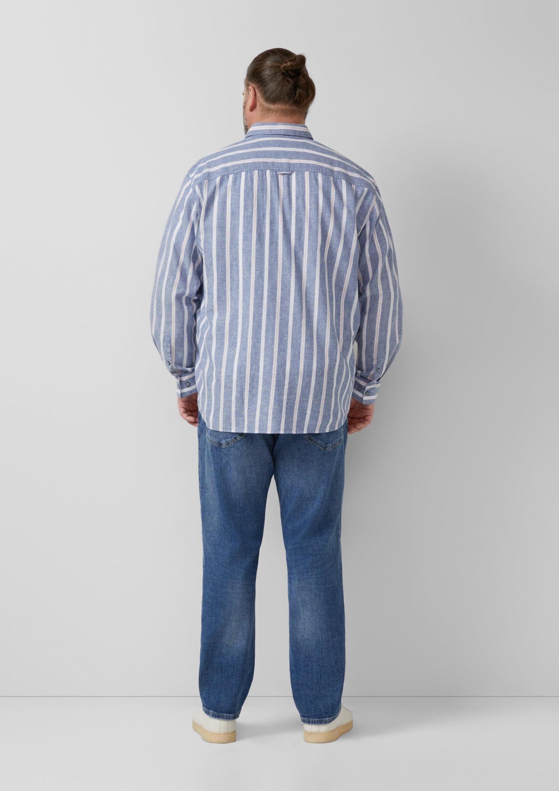 s.Oliver Herren Regular Fit: Langarmhemd aus Leinenmix mit Streifen Hemd Langarm gestreift