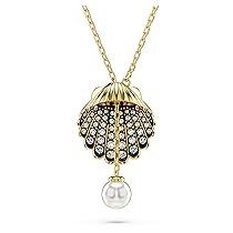 Swarovski Pendente a Y Idyllia, Crystal Pearl, Conchiglia, Bianco, Placcato color oro
