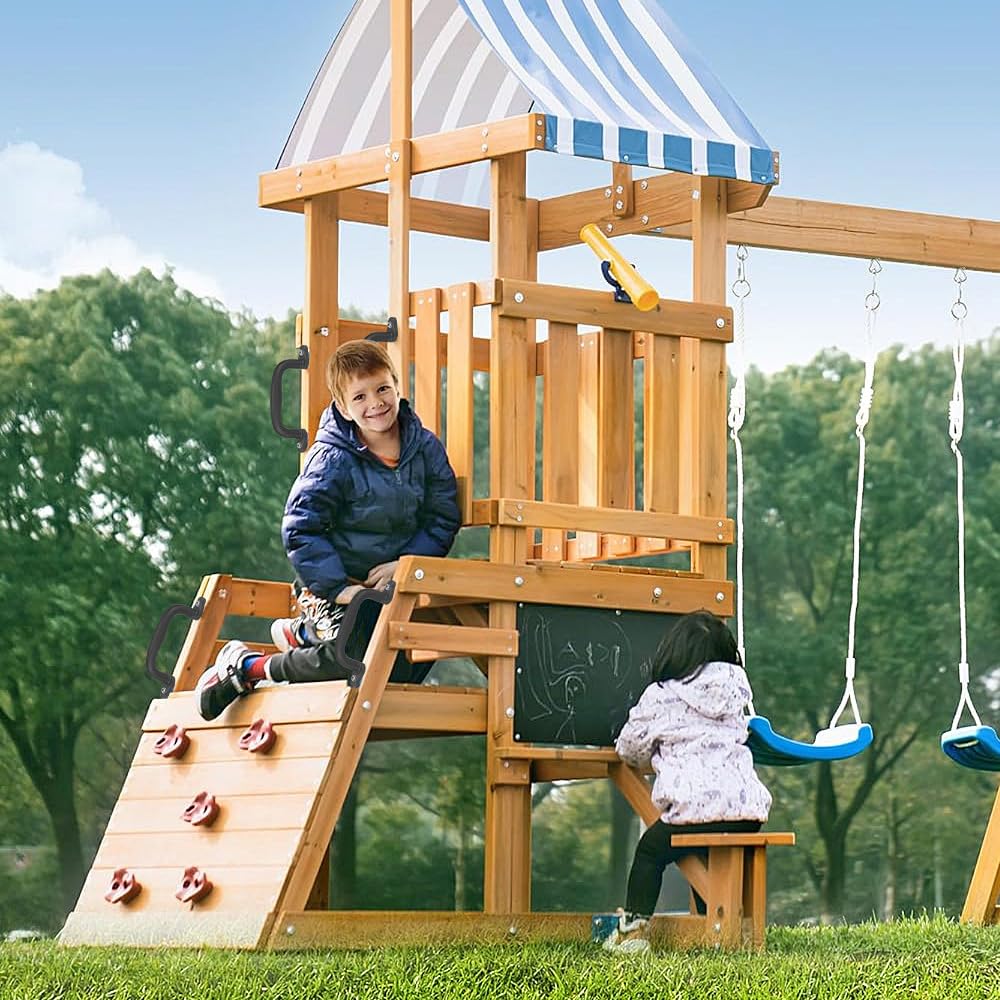 SELEWARE Maniglie di sicurezza nere per parco giochi, in plastica antiscivolo, per parco giochi per bambini, resistenti, per interni ed esterni, per casetta sull'albero, telaio da arrampicata