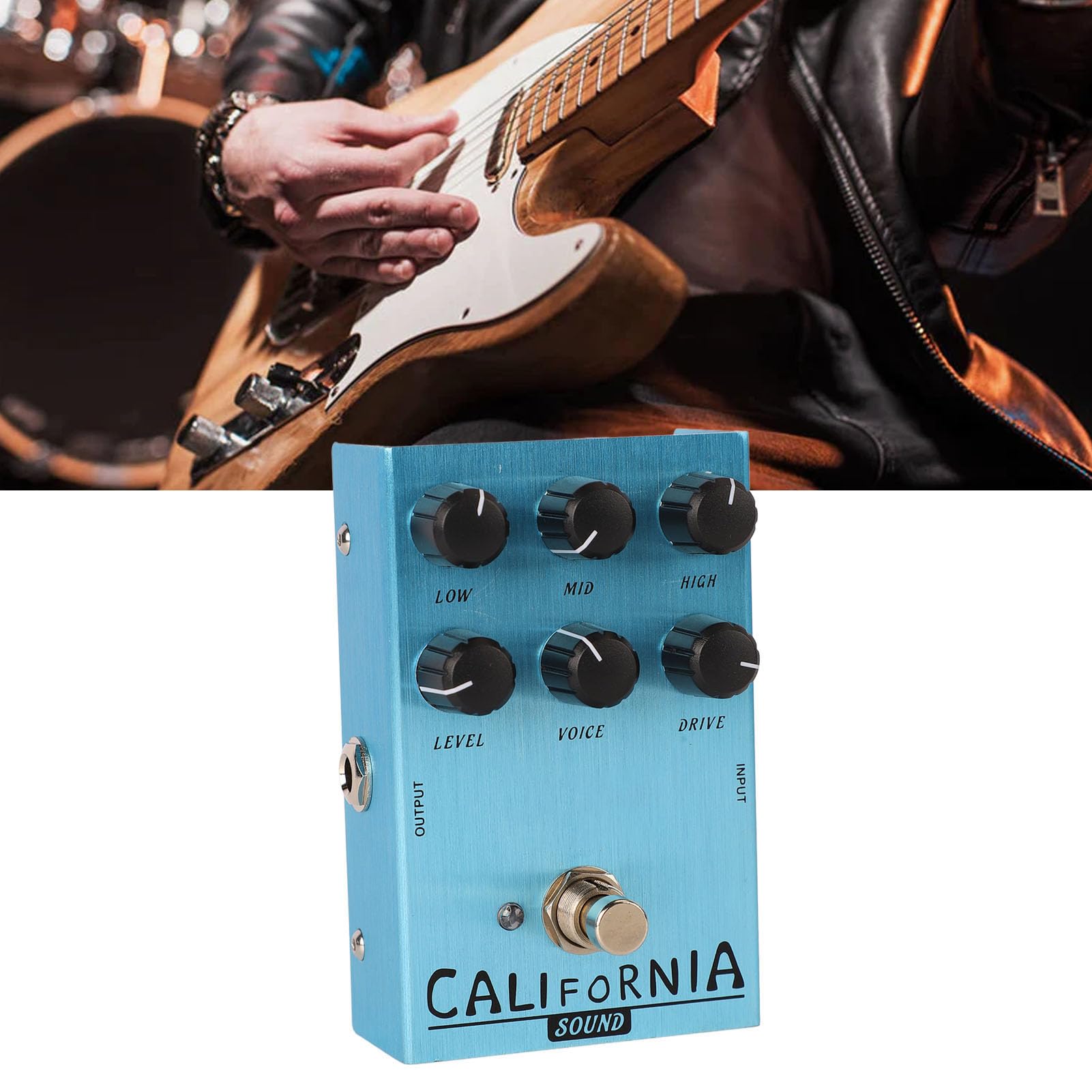 Sxhlseller Pedale Effetti Overdrive Distorsione per Chitarra Elettrica per Chitarristi di Tutti i Livelli, Effettore in Lega di Alluminio Stile Vintage per Appassionati di Musica (AN 32 Azzurro)
