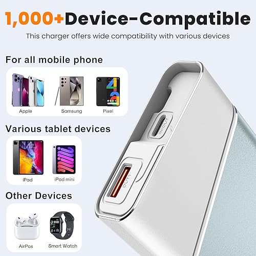 Miniatura 4 de Kesguar Cargador portátil de 20000 mAh, 22.5 W PD 3.0+QC 4.0 cargador de batería de carga rápida, enfriador e irrompible funda de metal aeroespacial