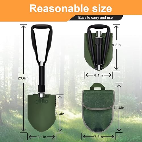 Miniatura 2 de Folding Survival Shovel wPick for Off Road, Hiking, GardeningCamping,Beach, Digging Dirt, Sand, Backpacking, Car EmergencySnow & Mud