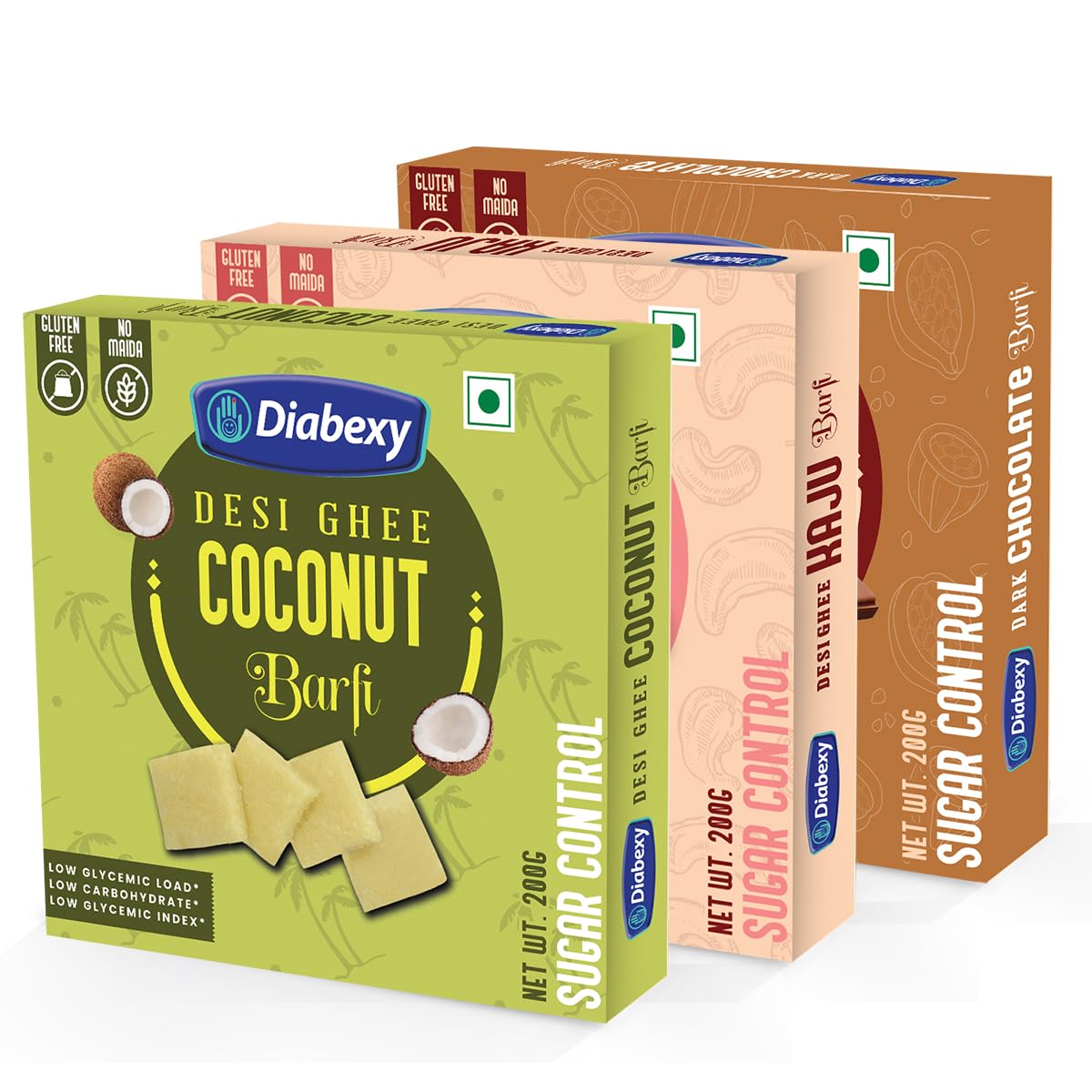 Diabexy Sugar Free Sweets Barfi Combo (Coconut, Kaju & Dark Chocolate) Desi Ghee Mithai 200 gm Each (Pack of 3) (B08H5M8ZTS) Amazon Price History, Amazon Price Tracker