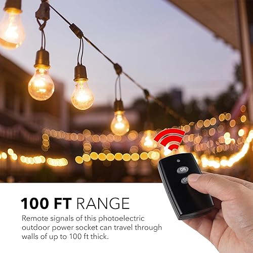 Vista 11 de HBN Control remoto inalámbrico para interiores y exteriores, salida de 3 clavijas, resistente a la intemperie, resistente a la intemperie, 15 A