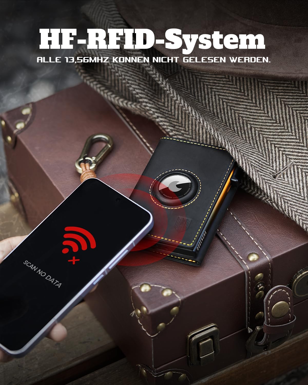 Kartenetui Herren Smart Wallet RFID Schutz Schwarz-Gelb für 10+ Karten mit