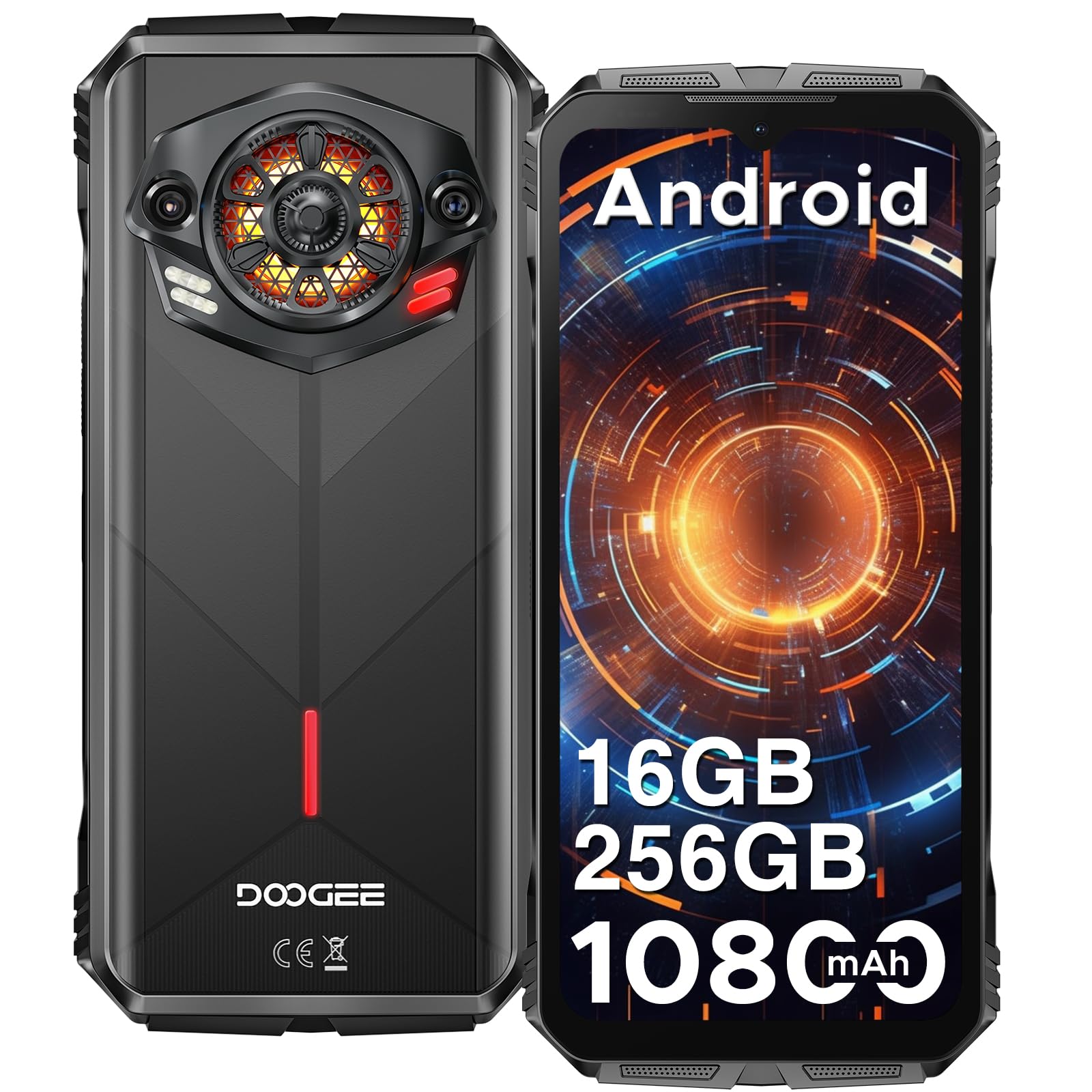 DOOGEE S Punk Rugged Smartphone Android Phone, 16GB+256GB/1TB, 10800mAh 33W Charging, Super Speaker, 50MP+16MP, 6.58" FHD+,IP68 Waterproof/LED Light/4G Dual SIM/NFC/OTG/Face/Fingerprint Unlo