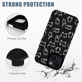 Amazon.co.jp: iPhone 15 ケース 黒と白 猫 ネコ柄 耐衝撃 アイフォン