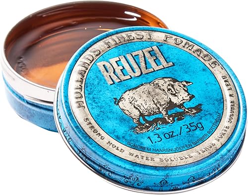 Reuzel Blue Strong Hold Water Soluble Pomade - Men's Concentrated Wax Formula With Natural And Organic Hold - Defining Product That's Extra Easy To Apply And Remove - Original Fragrance