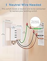 Vista 4 de meross Interruptor de luz inteligente compatible con Apple HomeKit, Siri, Alexa, Google Assistant y SmartThings, interruptor de luz Wi-Fi de 2.4