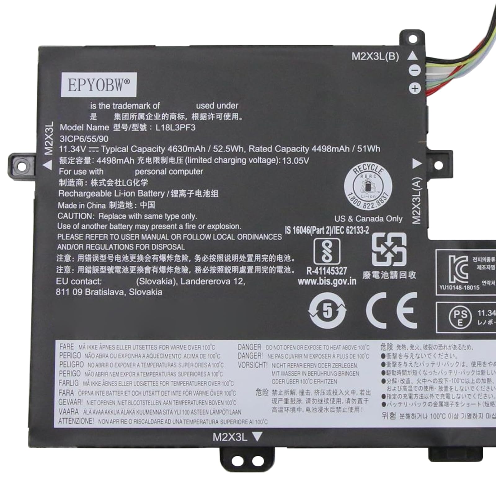 Amazon.com: EPYOBW L18L3PF3 Laptop Battery 52.5Wh Compatible with
