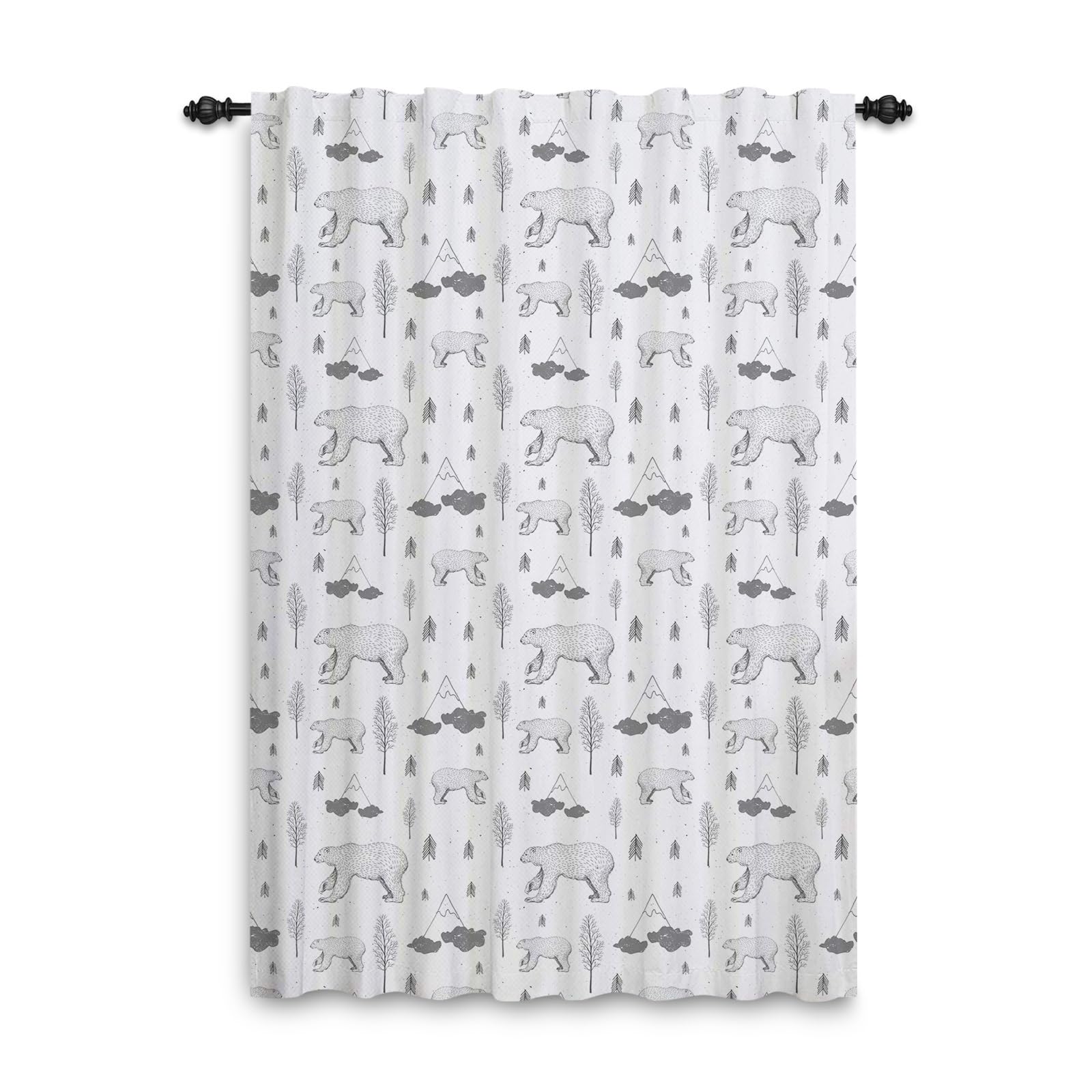 ggaimwf 42"x 63" Cartoon Animal Rod Pocket Curtain for Kids Bedroom Bear mountain Linen Look Room Dividers Light Filtering Privacy Window Drapes for Boys Girls Playroom Living Room,1-Single Panel