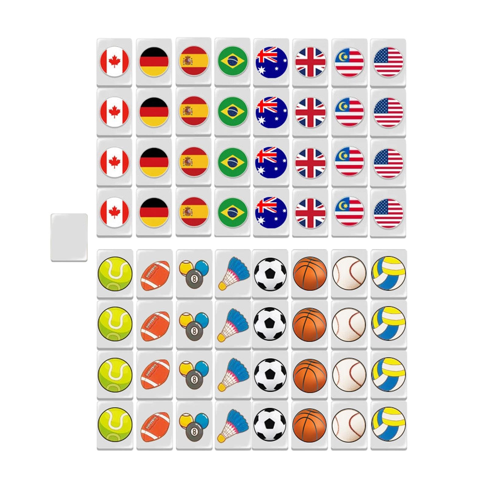 Mahjong Spiele Set,Mahjong Set - Mahjong Blockpuzzle Spiel - Mahjong mit | Nationalflagge,64 Bausteine,Tragbare Gesellschaftsspiele mit Mahjong Fliesen für divert