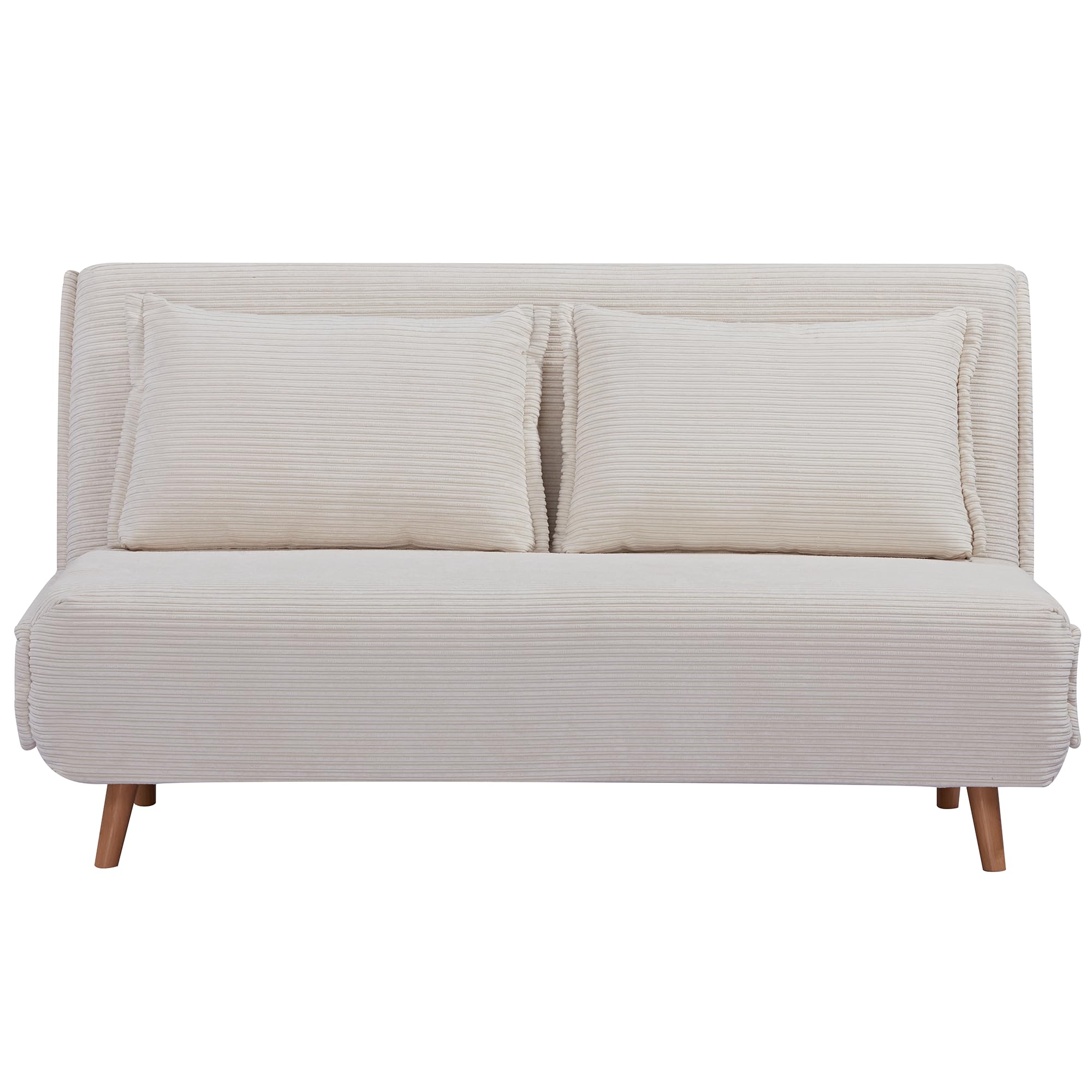 EVERGREENWEB Divano Letto Trasformabile in Letto Matrimoniale 160x190 con Materasso e Coppia Cuscini Imbottiti, Divanetto Clic Clac con Schienale Regolabile 3 Posti con Gambe in Legno, Bianco | VELVET