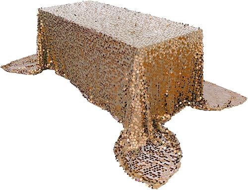 Efavormart - Mantel rectangular de lentejuelas color dorado de 90 x 156 pulgadas, color dorado