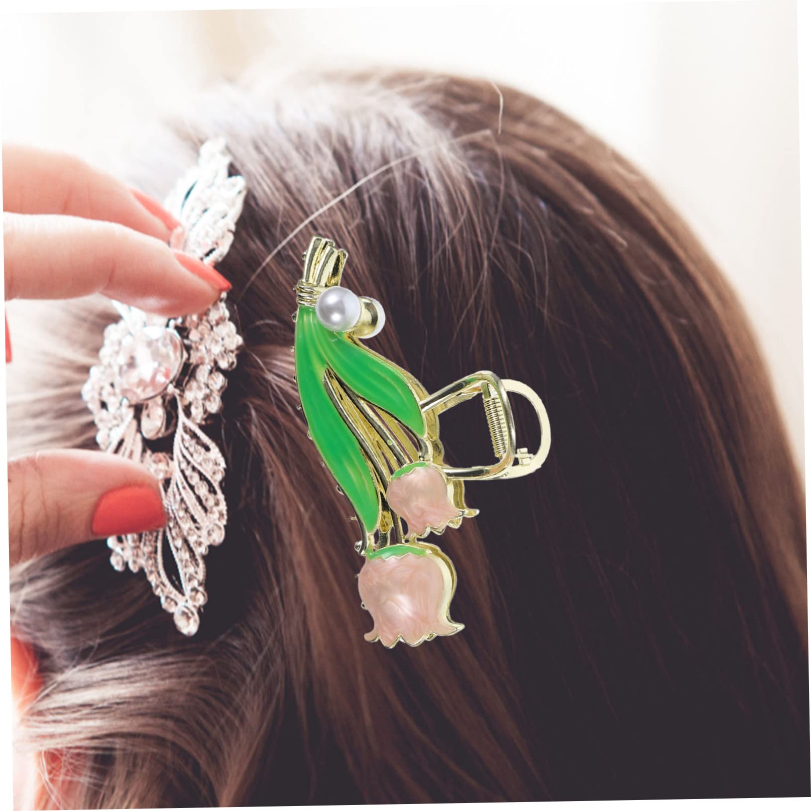 MAGICLULU 6 Piezas gran horquilla hair clips horquillas moño para mujer hair topper pasador fresa tulipán Decorar Accesorios para el cabello Perder clip de garra Metal