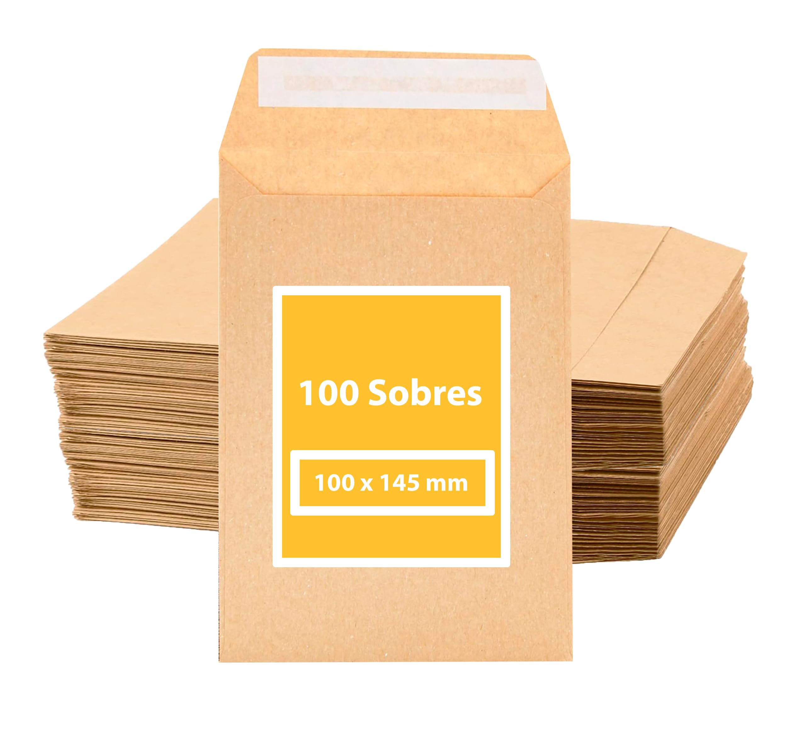 100 Sobres de Papel Kraft, Marrón 100 x 145 mm Tira de Silicona para Invitaciones Sobres Pequeños Bolsitas de Regalo de invitados de Boda para joyas o semillas (100 Unidades, 100 x 145 mm)