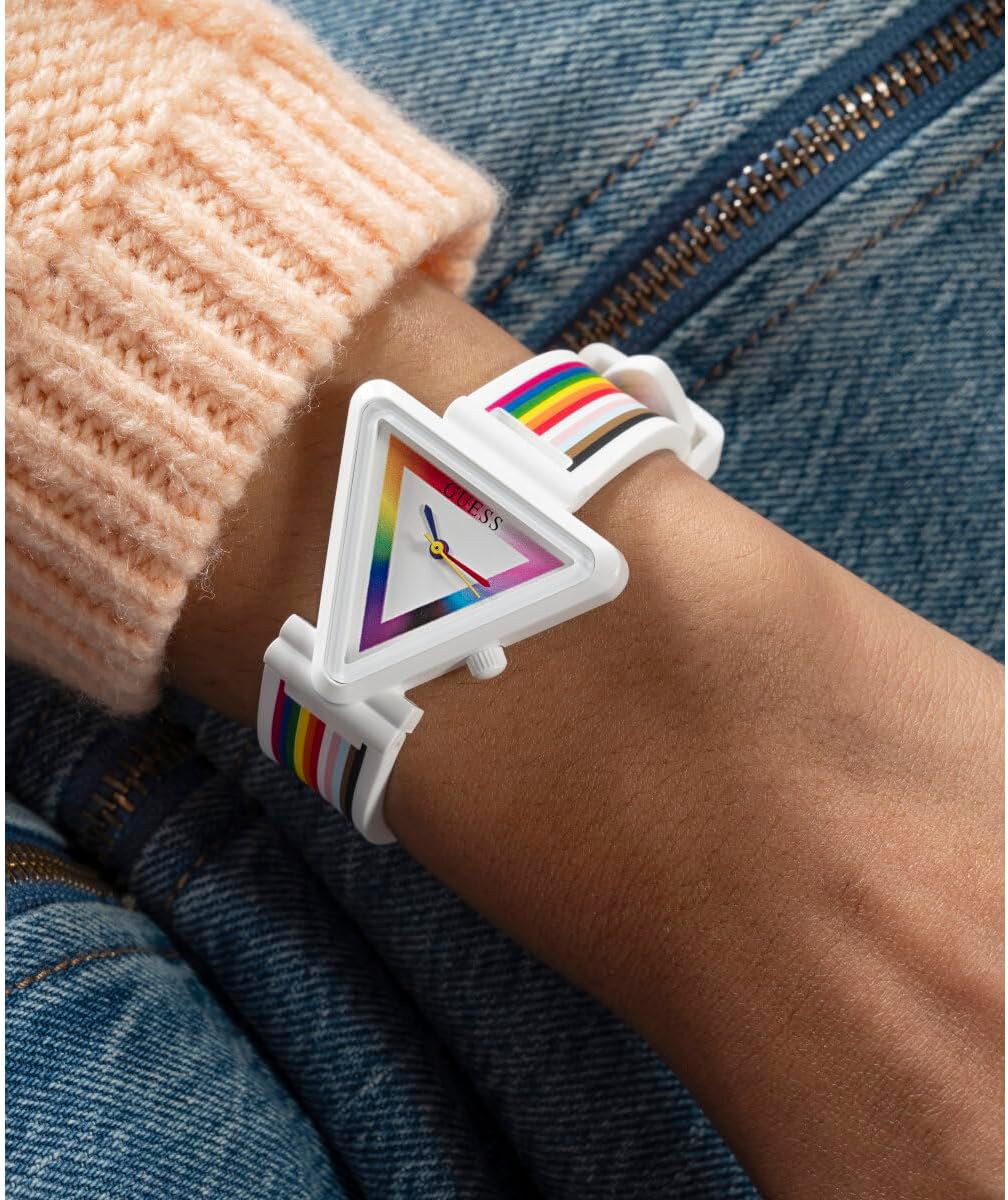 Guess Women's 30mm Watch - Rainbow Strap Rainbow Dial White Case