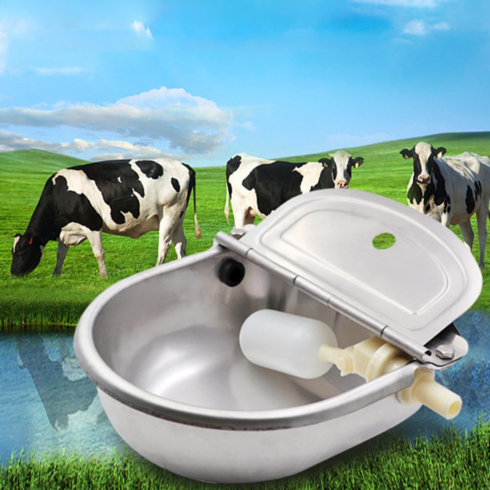 Abbeveratoio Automatico Robusto per Pecore Ciotola d'Acqua per Cani Suini Fornitura Idrica Adatto a Animali di Cortile Agricoltura, Nessun Foro con Tubo