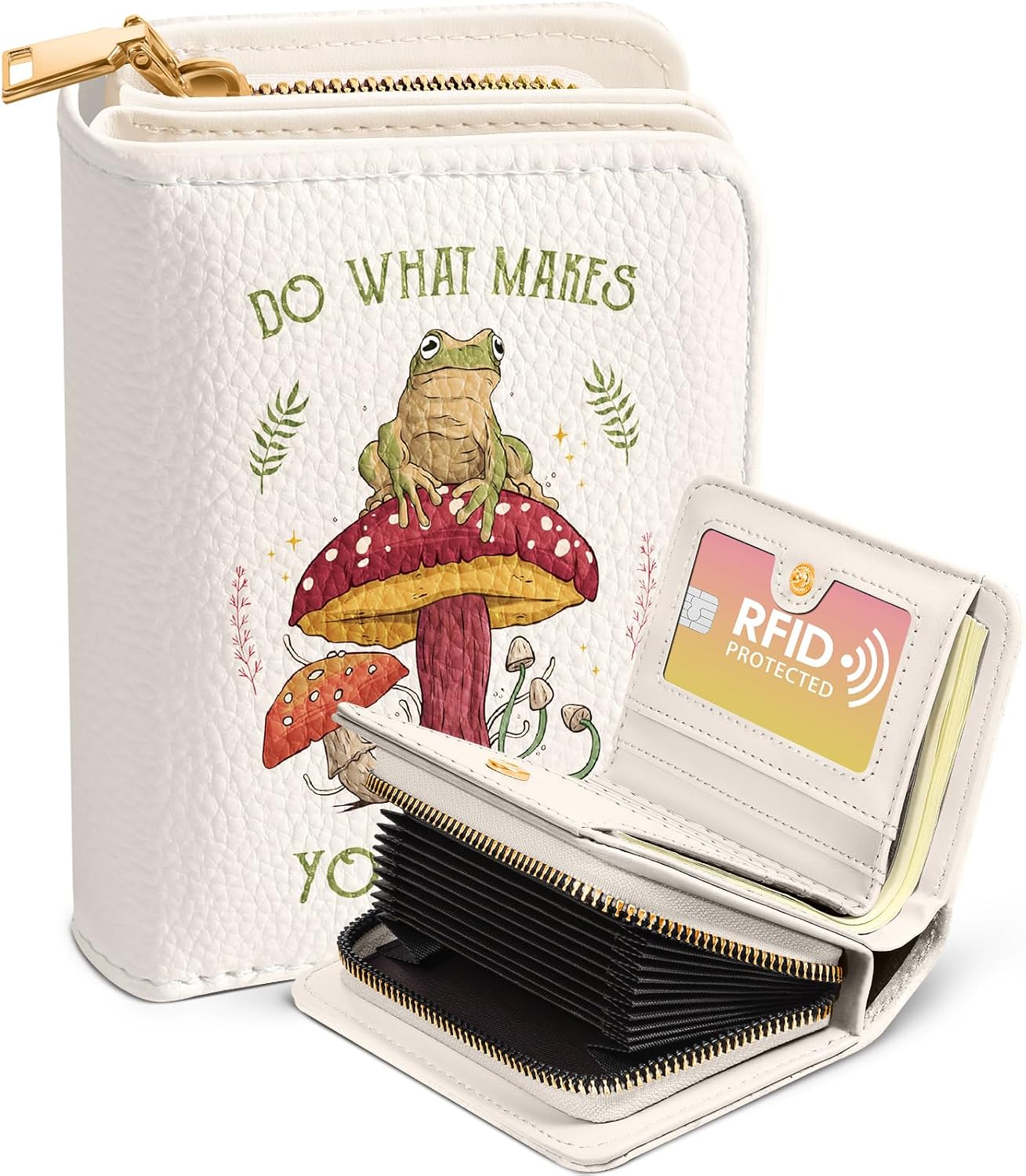 Bistup Credit Card Holder Wallet for Women - Cute Leather Ladies Teen Girls Female Cardholder Wallets Accordion Purse Small Medium Aesthetic Print Plaid Unique Modern Rfid Zipper Around