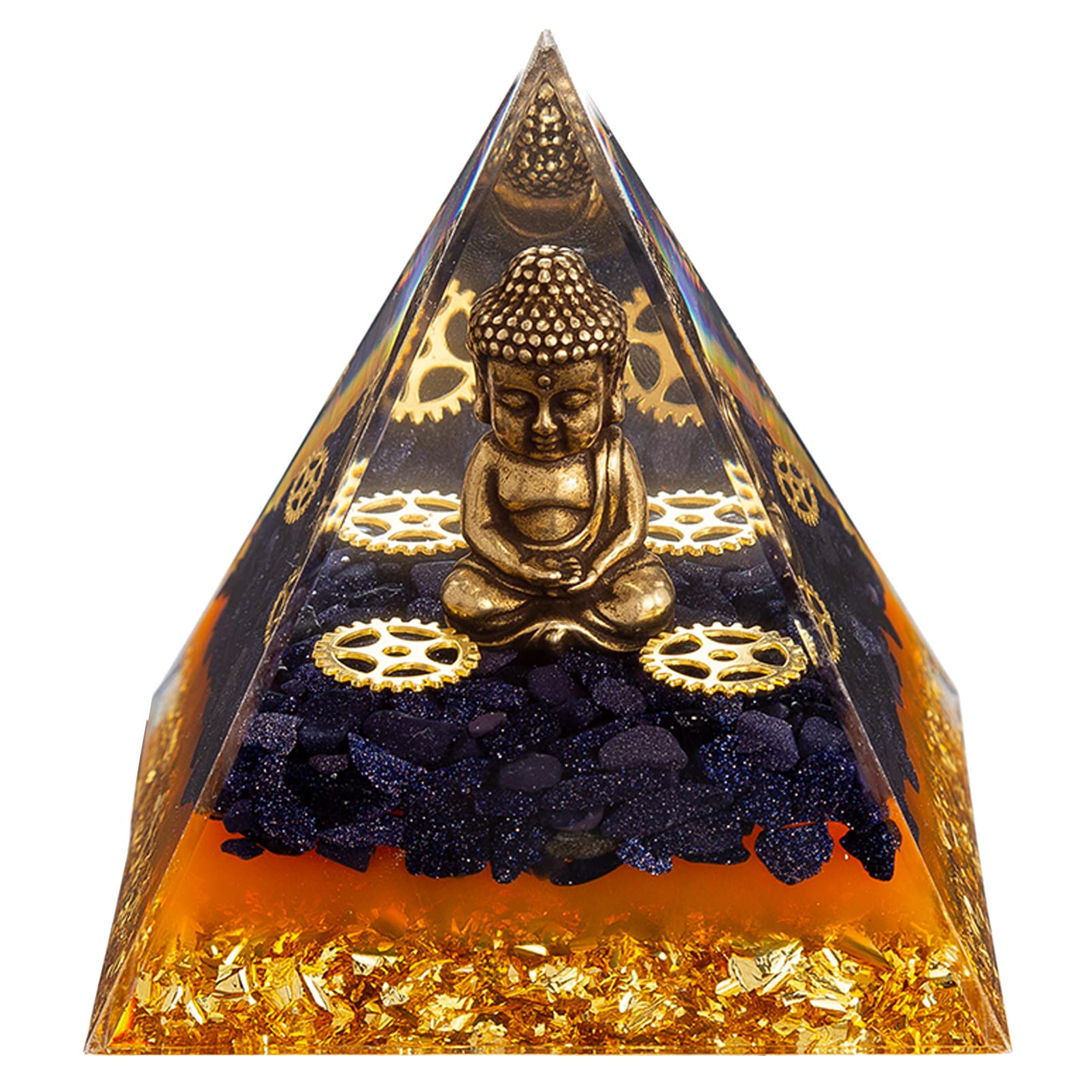 Mini Buddha Statue,Small Buddah Statue,Tiny Buda Cute Buddha in Healing Crystal Orgone Pyramid-Crystal Buddha Figurine,Sitting Buddha,Meditation Meditating Buddha,Buddah Sculpture-for Home Decor