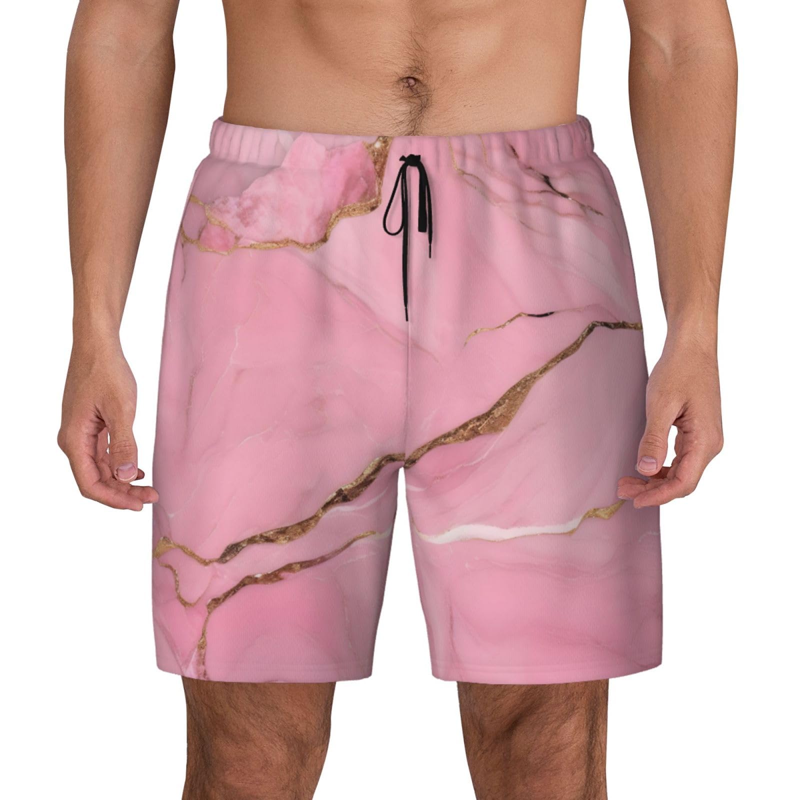 Short de bain décontracté pour homme avec doublure compression rose - 8