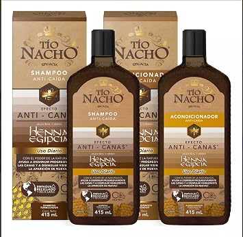 TIO Bagues Nacho Efecto Anti-Canas Shampoo y Acondicionador Anti-Cada con Henna Egipcia, 14.03 Fl Oz Duo Shampoo and Conditioner