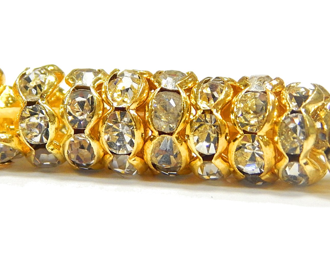 100 Perline Distanziali Rondelle Oro Rosa Strass Cristallo Ceco