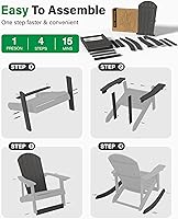 Vista 9 de YEFU Mecedora para exteriores, mecedora Adirondack, silla mecedora de patio con respaldo ancho, silla mecedora de gran tamaño con aspecto de madera