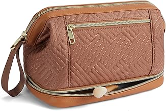 Telena Makeup Bag Tasche Damen, Reise Kosmetiktasche Kulturtasche, Kulturbeutel Damen Kosmetikkoffer für Frauen Waschtasche Schminktasche Makeup Bag Braun