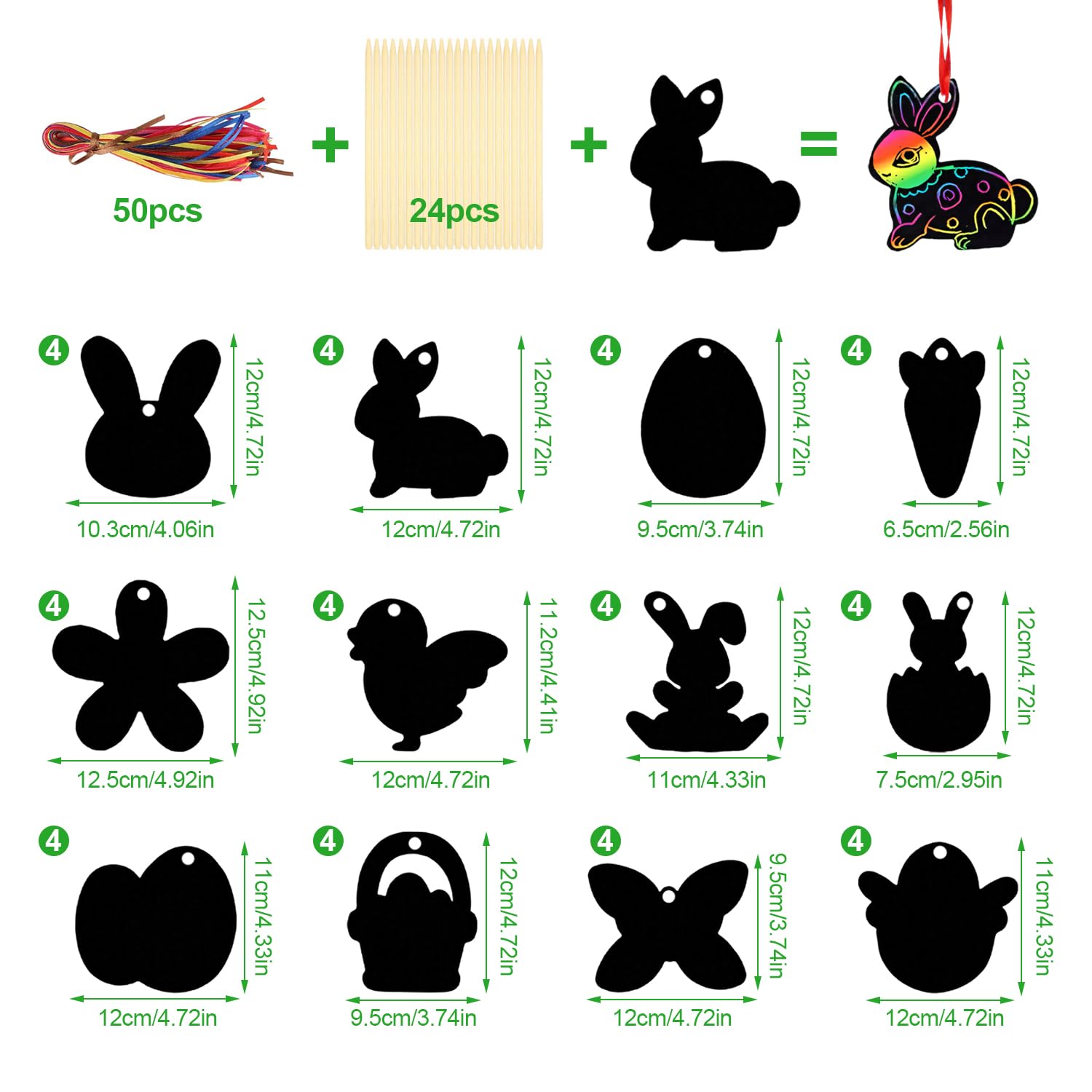 Cadeau Enfant Paques 4Pcs Papier à Gratter Noir Feuilles à Gratter Planches Pour Enfants Art Activité Paques Enfant